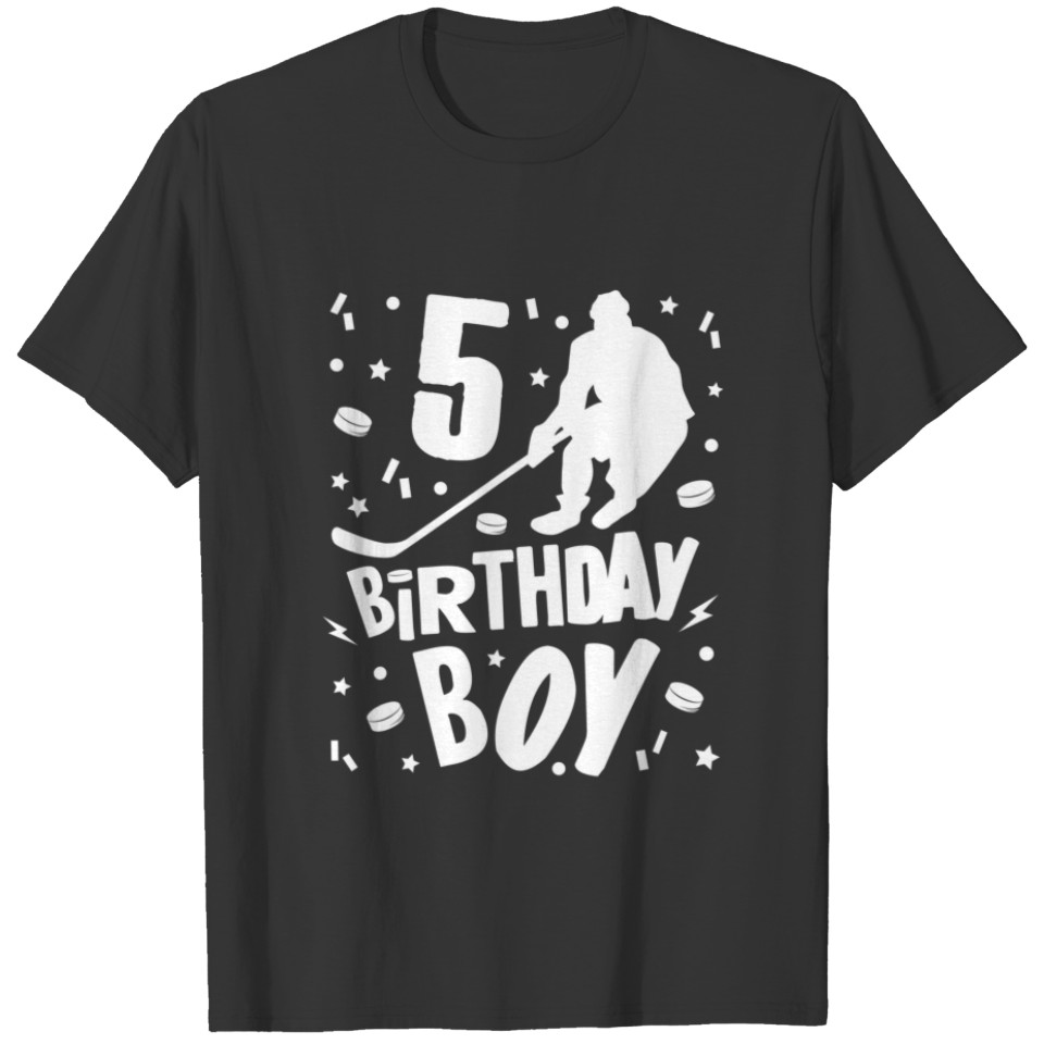 5Th Birthday Boy Ice Hockey Kids 5 Years Old Party T-shirt