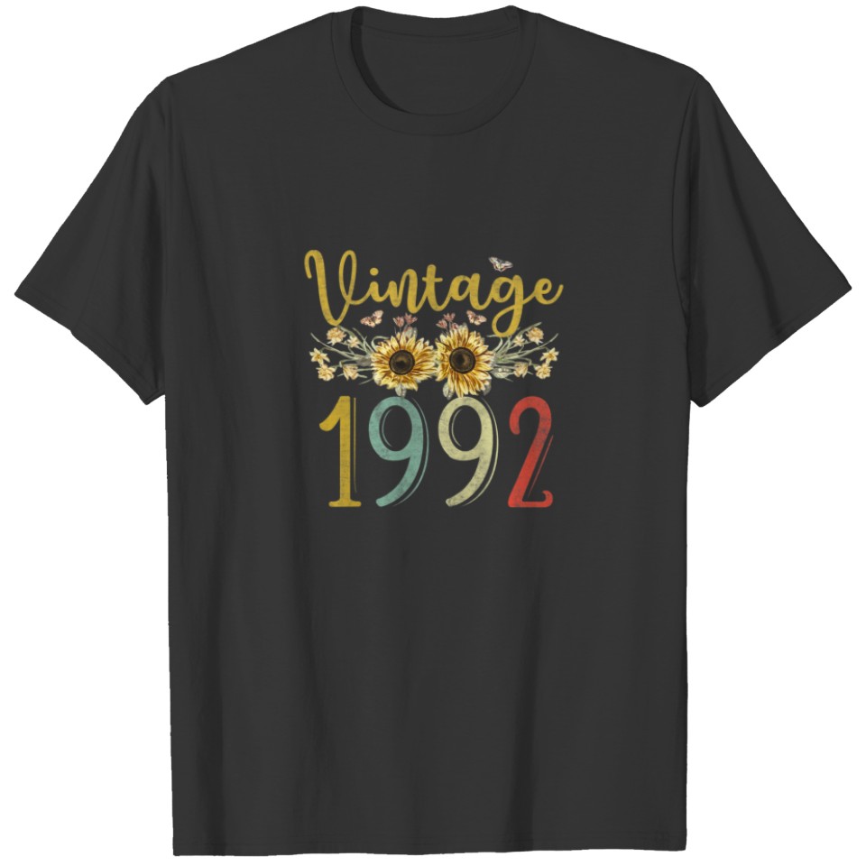 Womens Vintage 1992 30 Years Of Perfection Flowers T-shirt