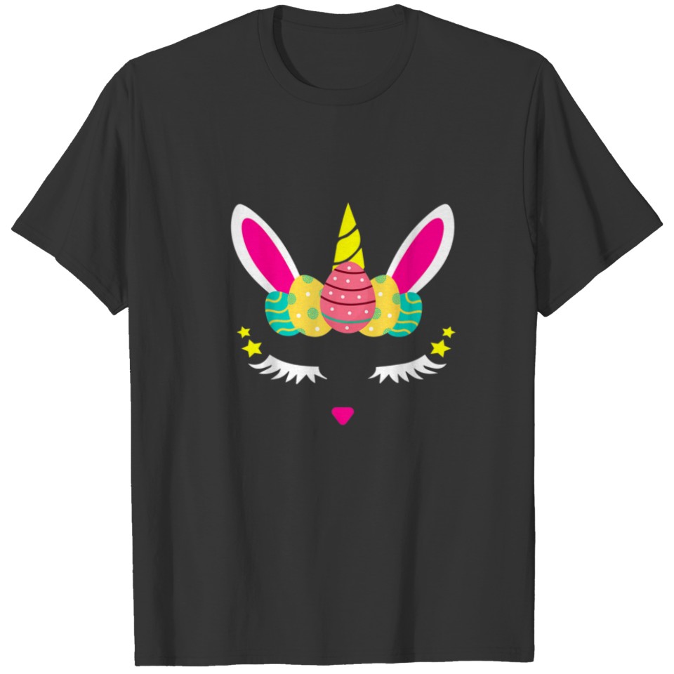 Easter Day Unicorn Face Bunny Face Egg Funny Wo T-shirt