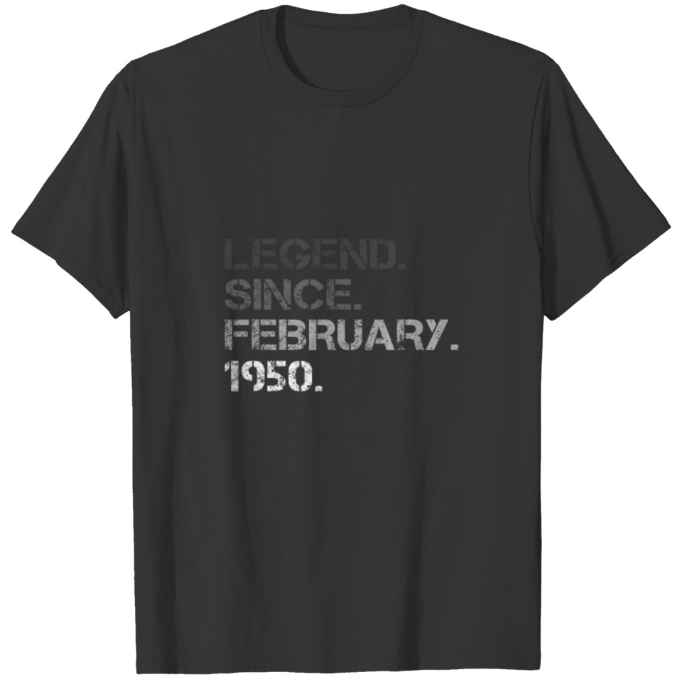72Nd Birthday Men Women 72 Years Old Legend Februa T-shirt