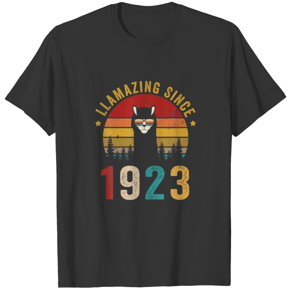 Llamazing Since 1923 Llama Wearing Sunglasses Funn T-shirt