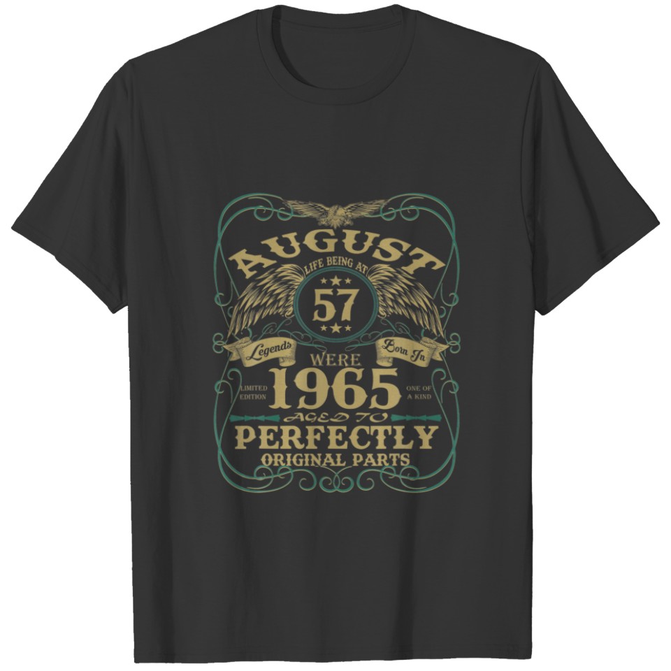 Legend August 1965 Vintage Gift 57Th Birthday T-shirt