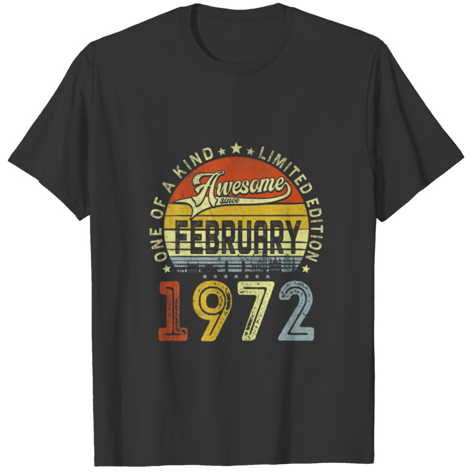 50Th Birthday Decoration February 1972 Men Women 5 T-shirt
