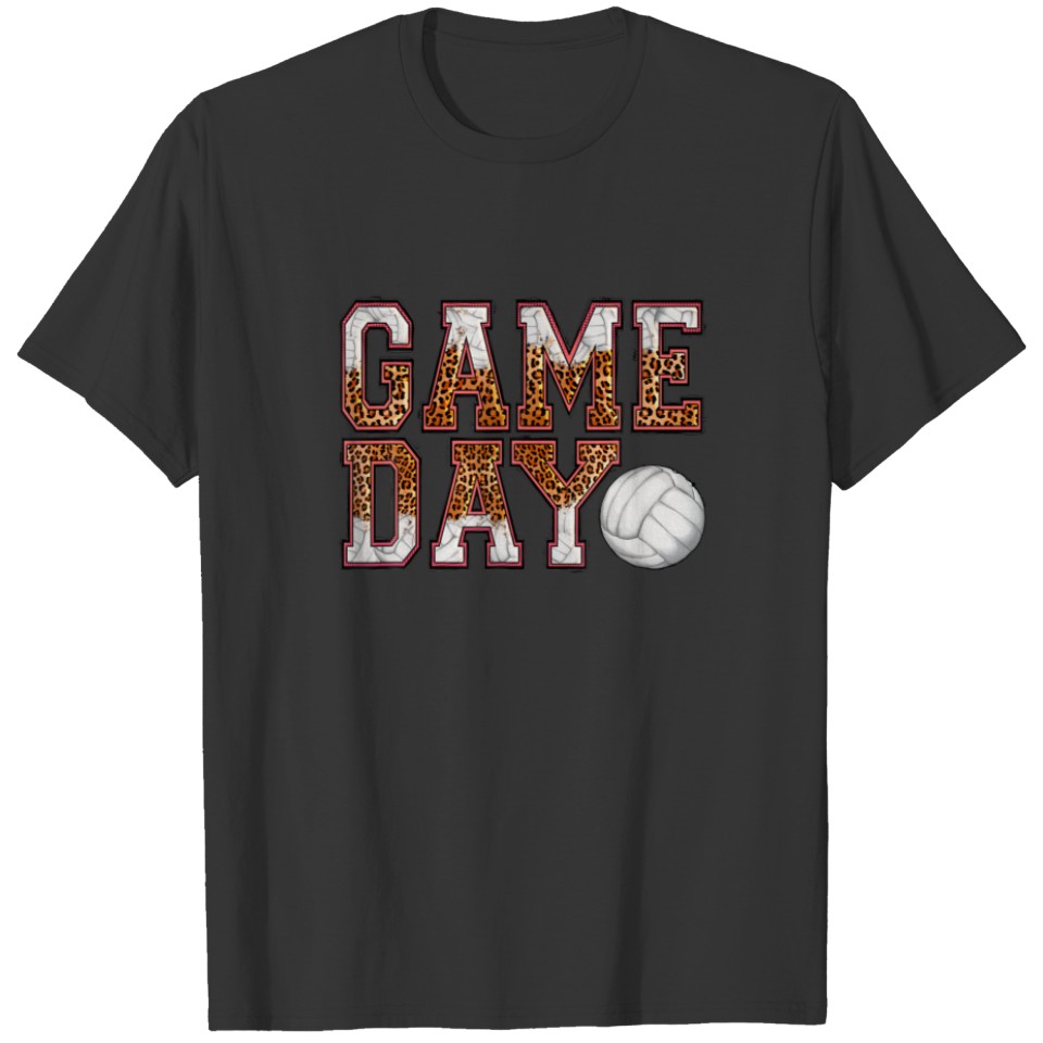Leopard Volleyball Game Day Vibes Volleyball Mom M T-shirt