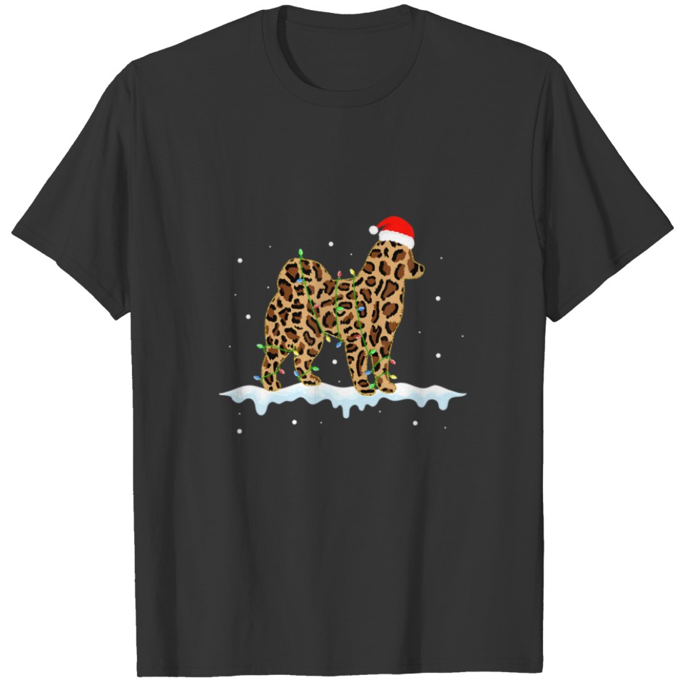 Husky Christmas Leopard Lights Xmas Matching Famil T-shirt