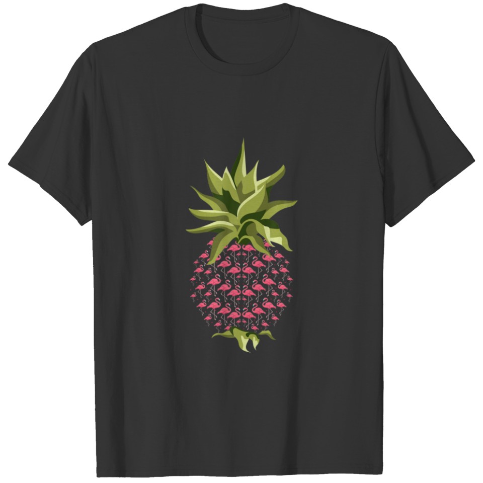 Pineapple Fruit Tropical Bird Zoo Animal Pink Flam T-shirt