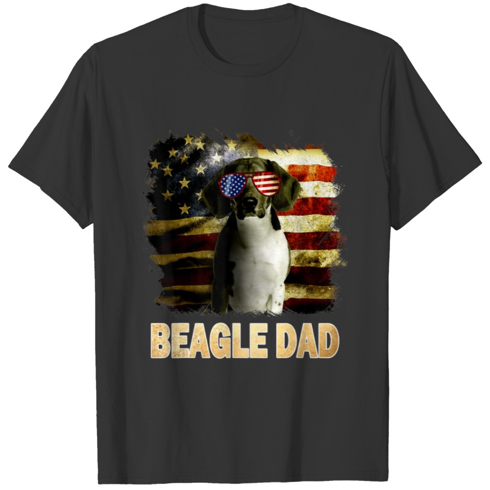Retro Best Beagle Dad Ever American Flag 4th Of Ju T-shirt