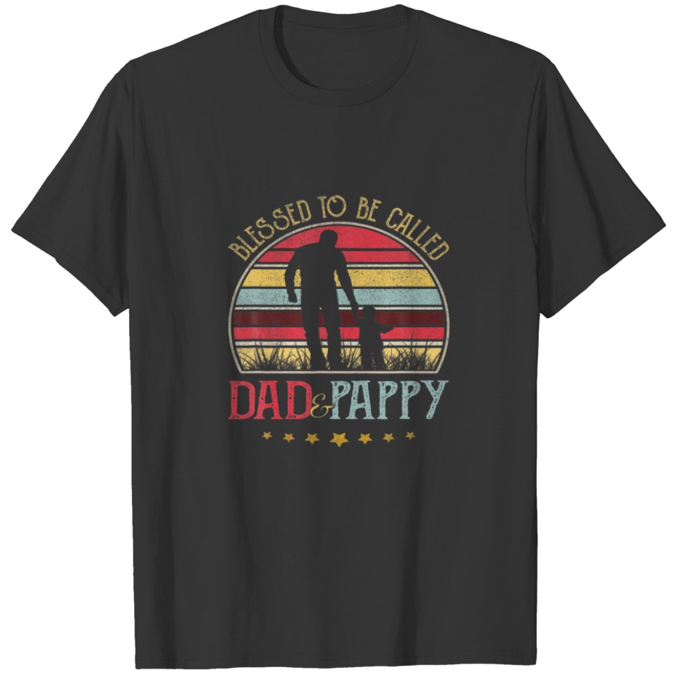 Mens Blessed To Be Called Dad And Pappy Vintage Fa T-shirt