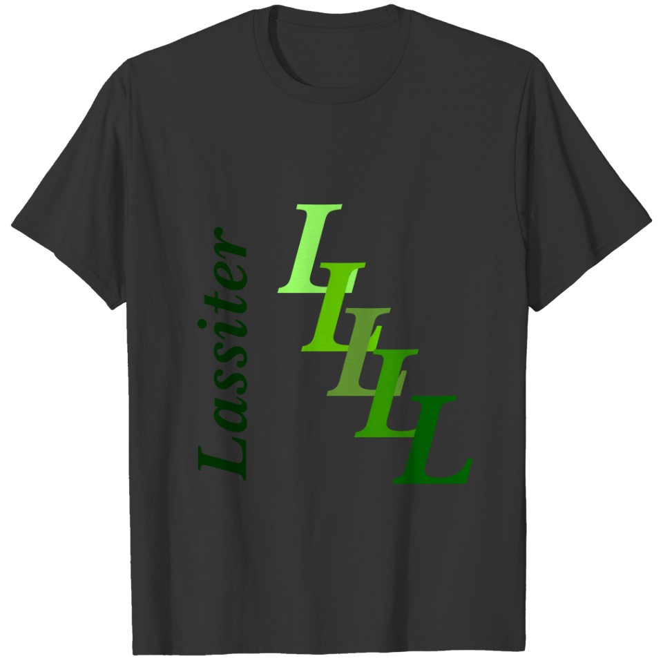 - Name and Staggered Initial in Greens T-shirt