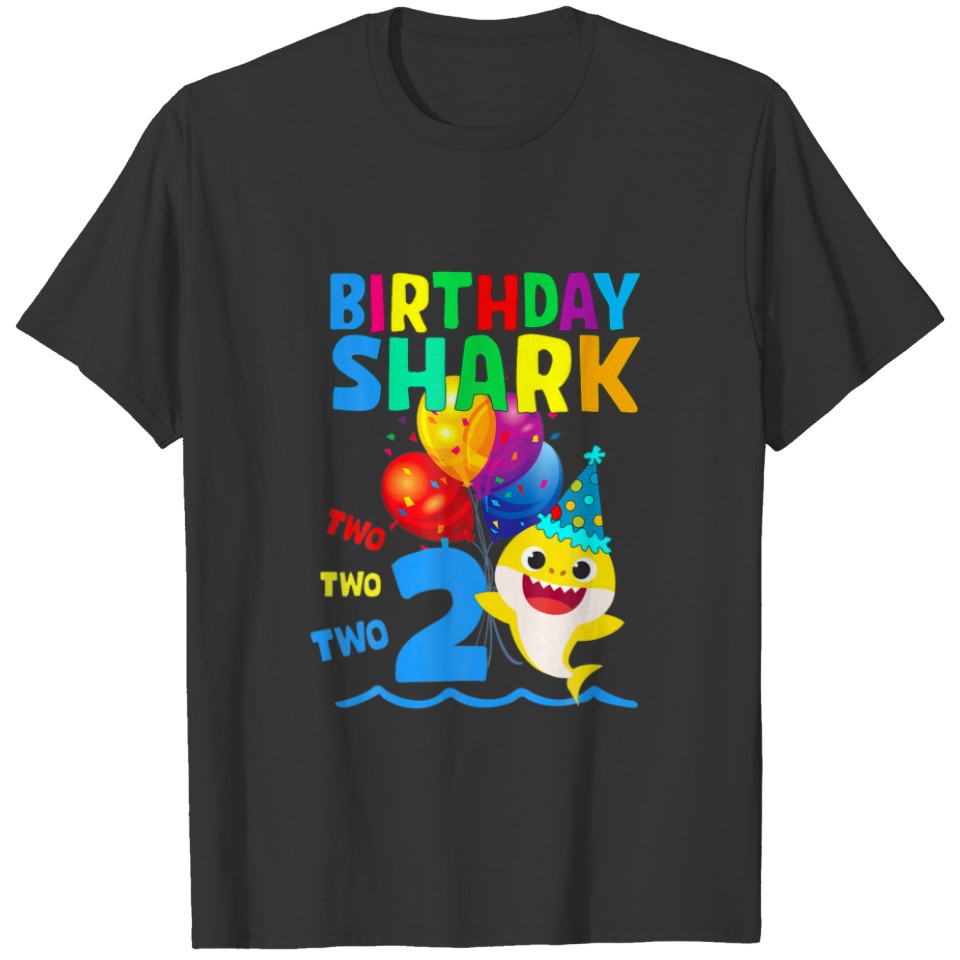 Baby Cute Shark Birthday Boy 2 Years Old Gift T-shirt