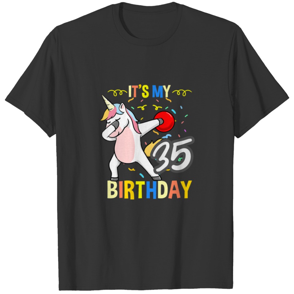 Its My 35Th Birthday Dabbing Unicorn Bowling T-shirt