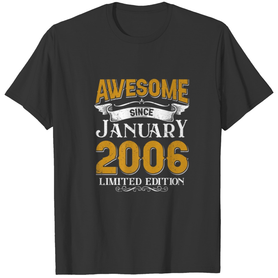 Awesome Since January 2006 Vintage 16Th Birthday F T-shirt