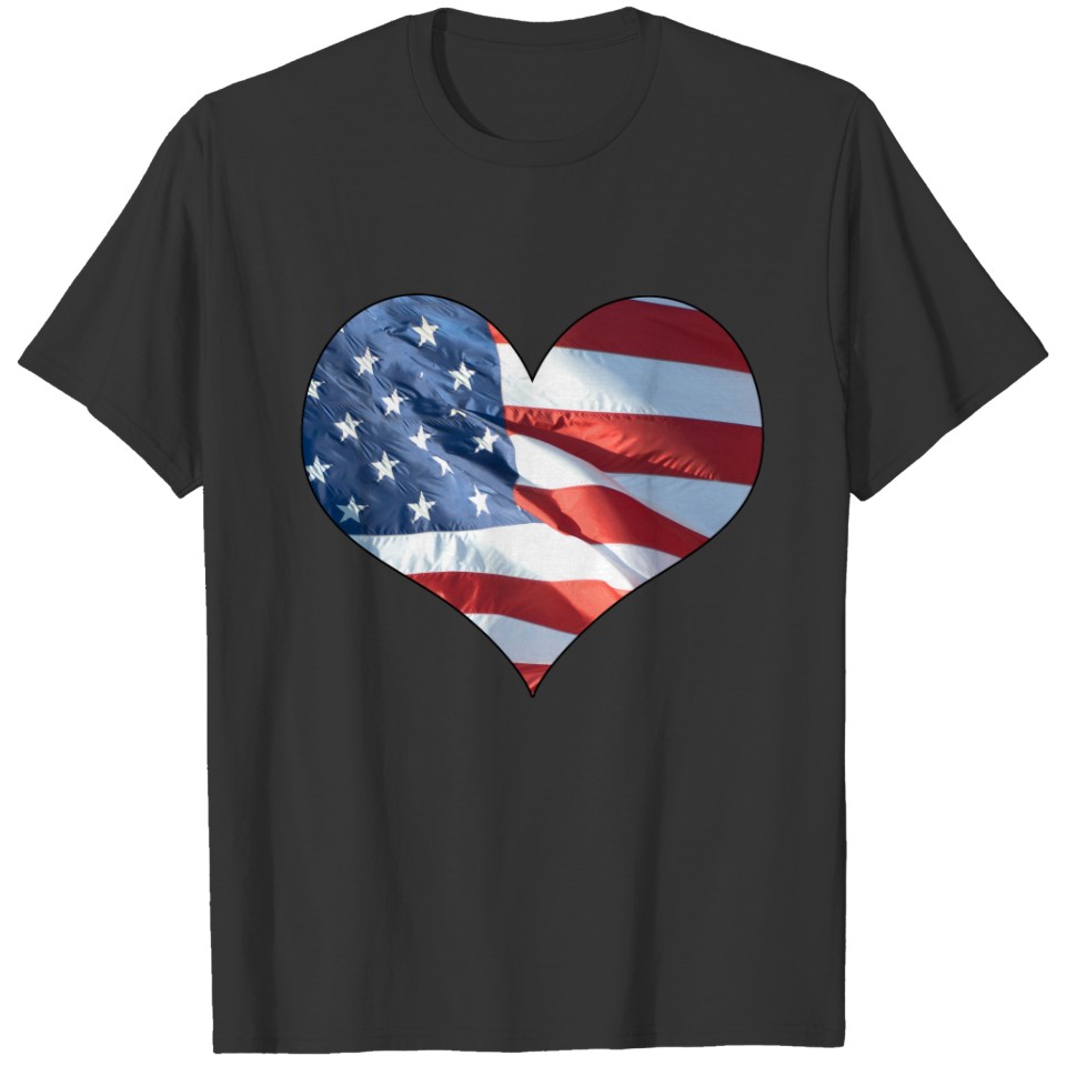 Patriotic Heart Shaped American Flag T-shirt