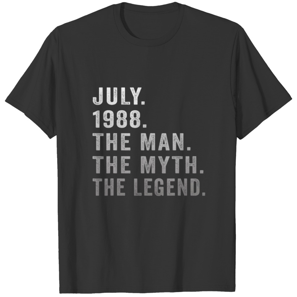 34 Years Old Birthday Gifts The Man Myth Legend Ju T-shirt