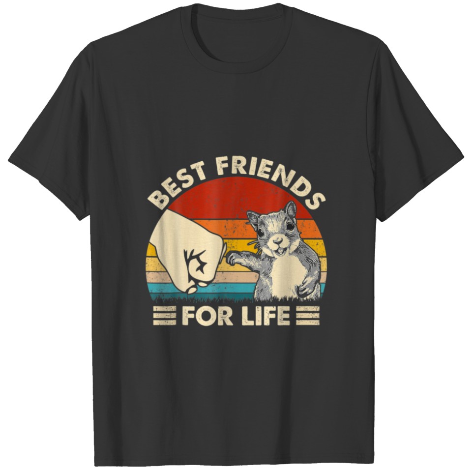 Retro Vintage Squirrel Best Friend For Life Fist B T-shirt