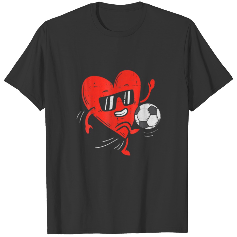 Heart Playing Soccer Valentines Day Football T-shirt