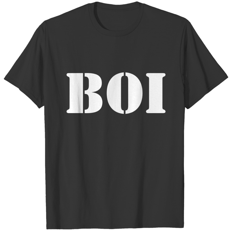 Boi Army Fatigue Stencil Font T-shirt