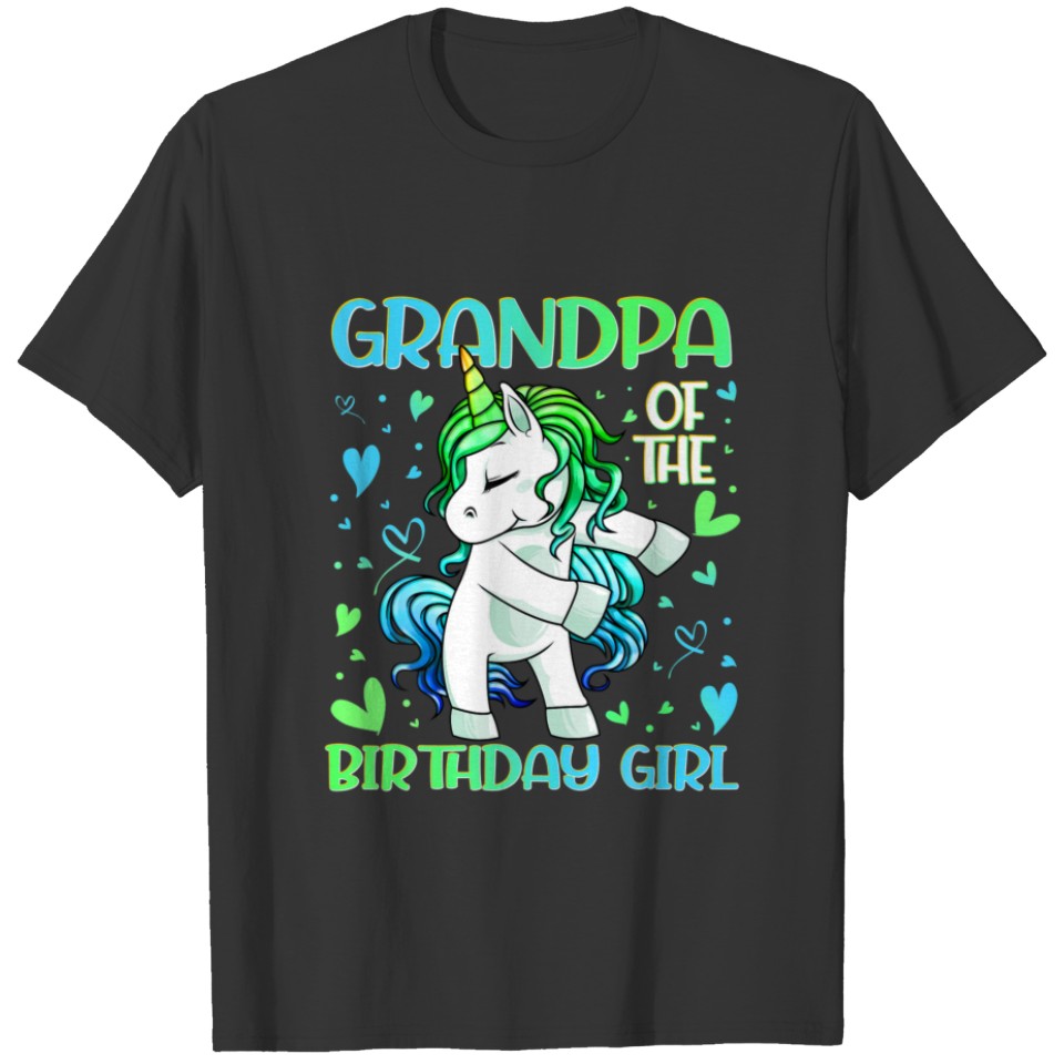 Grandpa Of The Birthday Girl Flossing Unicorn Gran T-shirt