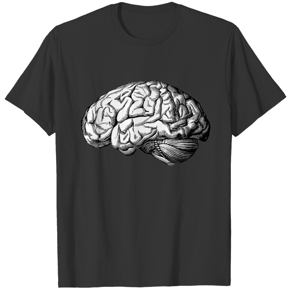 Human Brain Vintage Print Mens Black T T-shirt