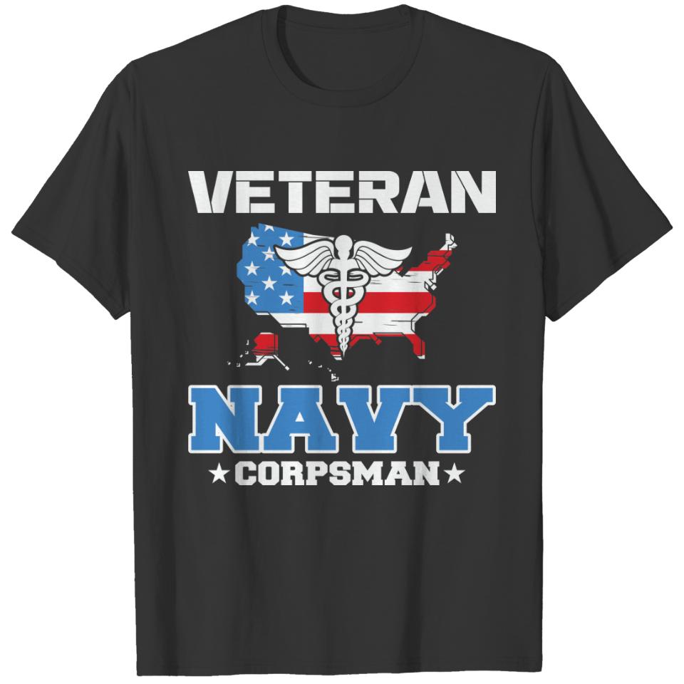 Veteran Navy Corpsman USA Flag T-shirt
