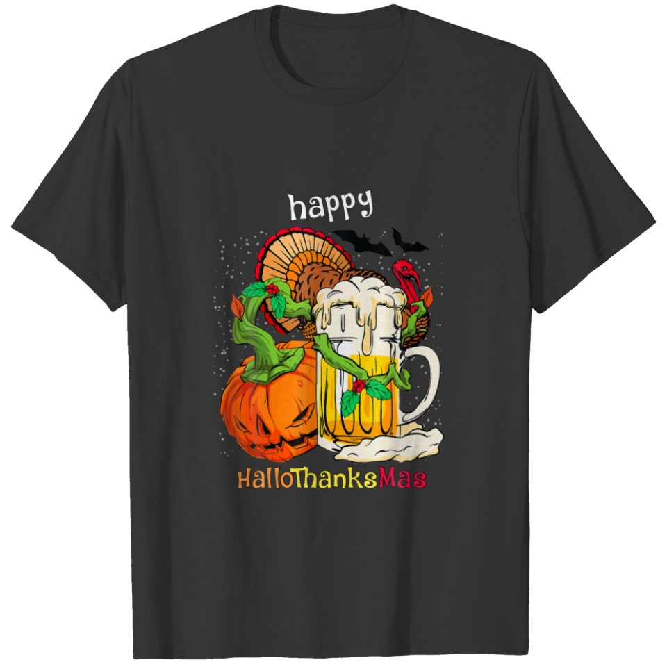 Happy Hallowthankmas Beer Mug Thanksgiving Holiday T-shirt