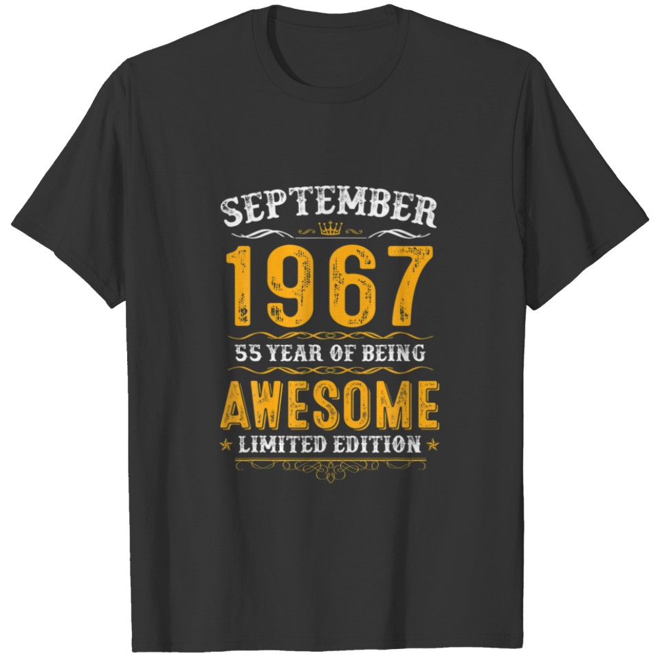55Th Birthday Gift 55 Years Old Awesome Since Sept T-shirt