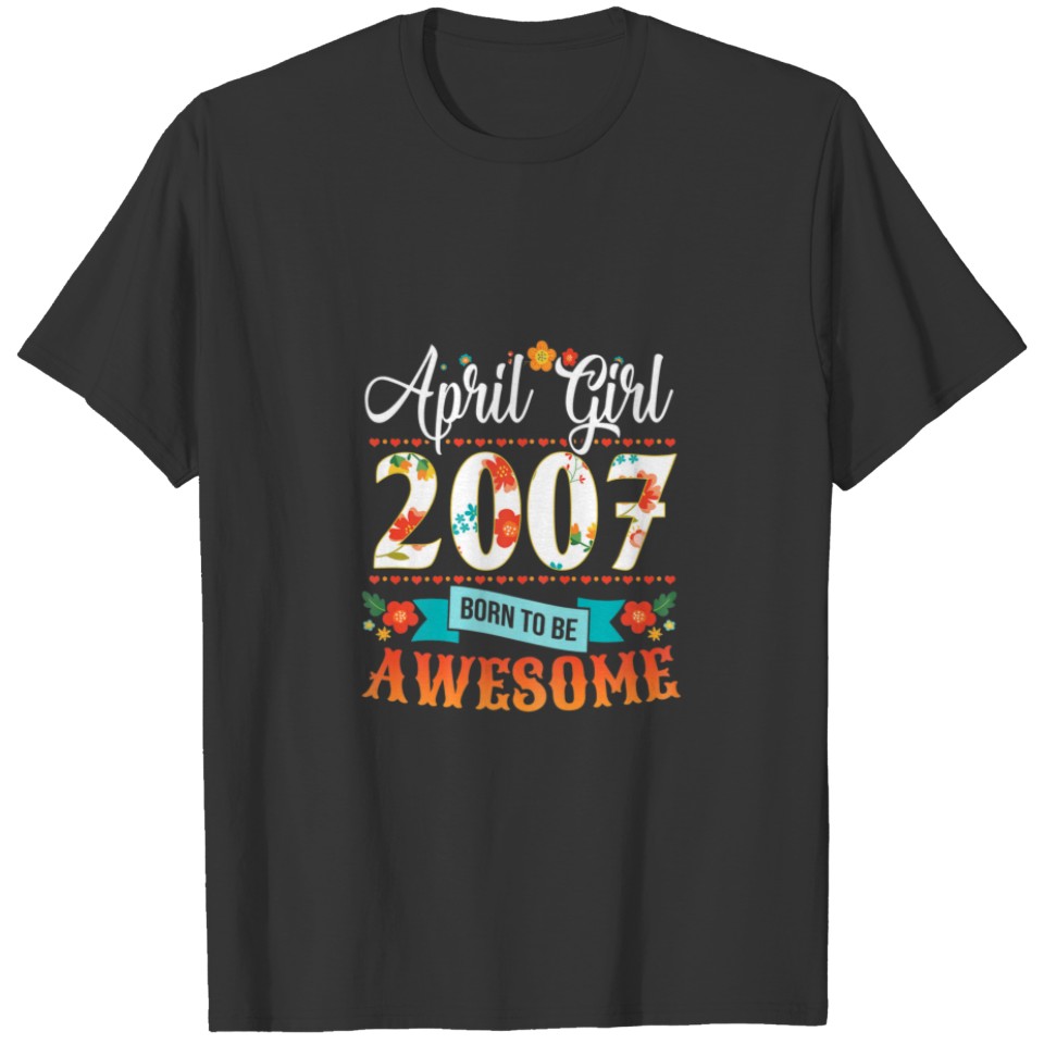 15 Birthday Apparel April 2007 15 Years Old Floral T-shirt