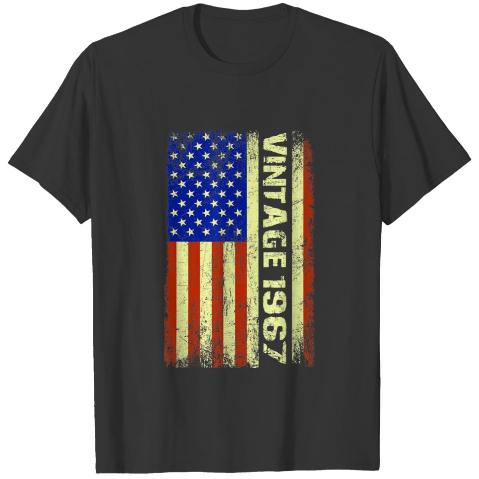 55 Year Old Gifts Vintage 1967 American Flag 55th T-shirt