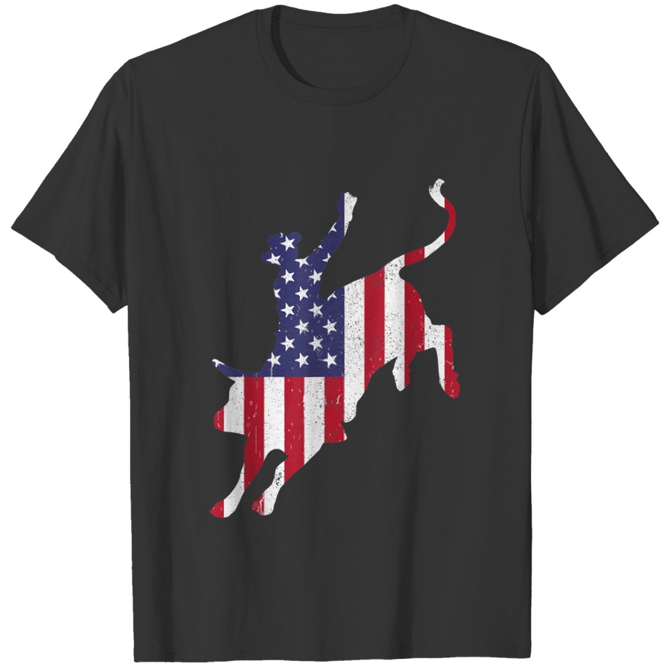 Rodeo Bull Riding American Flag Patriotic Bull Rid T-shirt
