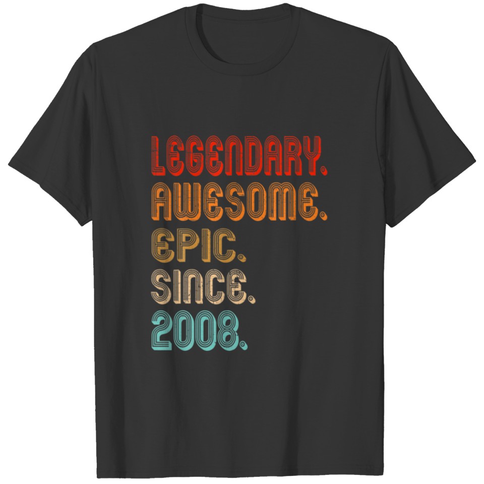 Vintage 2008 14Th Birthday Legendary Awesome Epic T-shirt