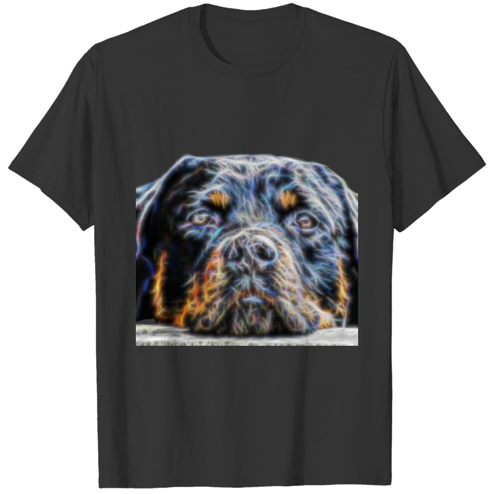 Retro Fractal Rottweiler Polo T-shirt