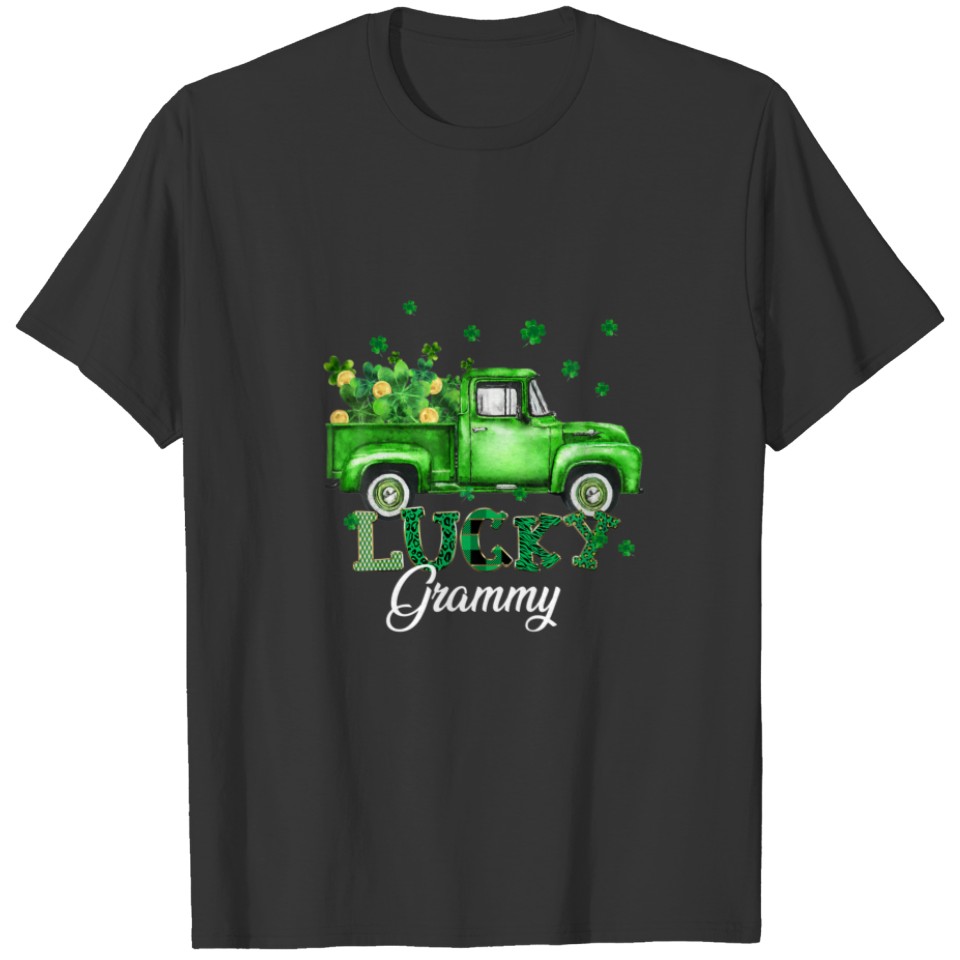 Lucky Grammy Funny St Patricks Day Leopard Shamroc T-shirt