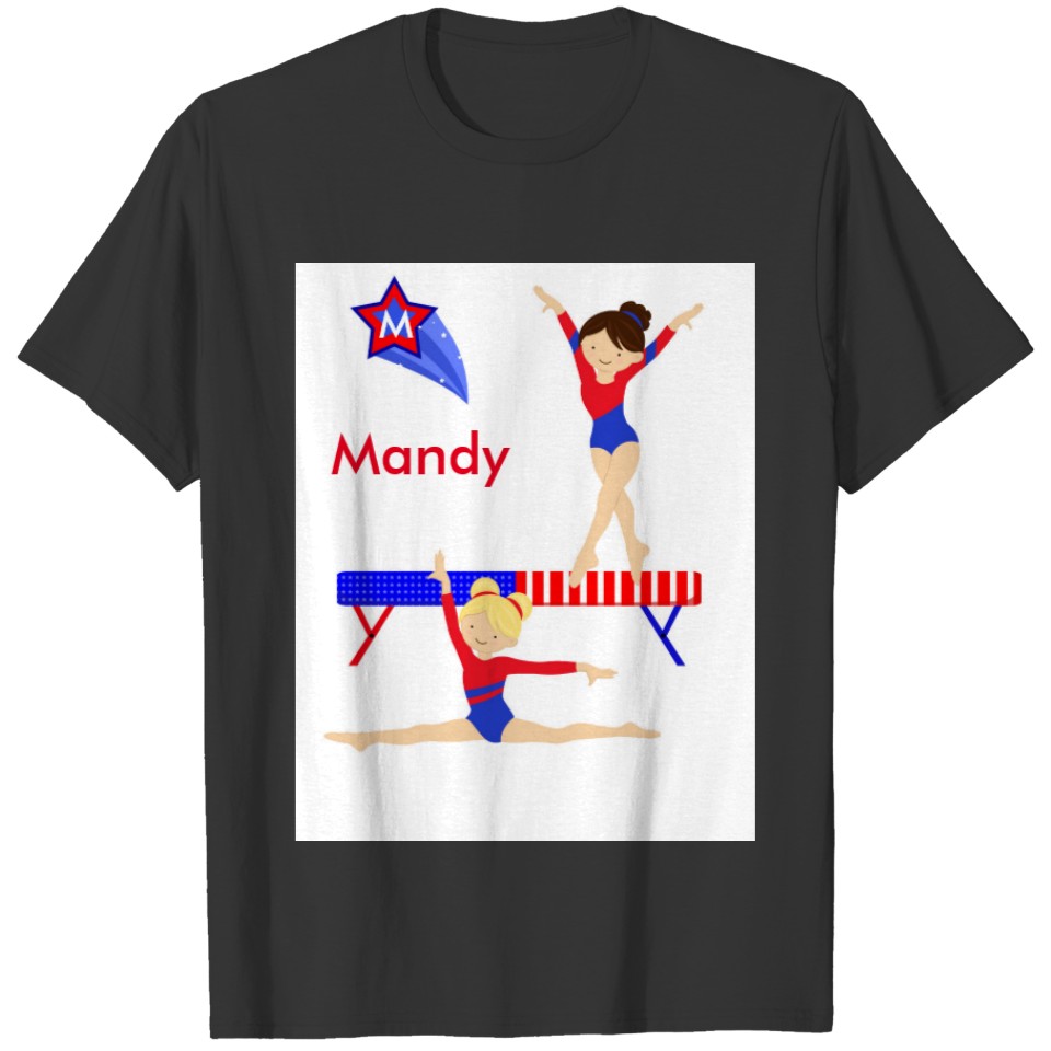Gymnastics long sleeved tee  red, white, blue T-shirt