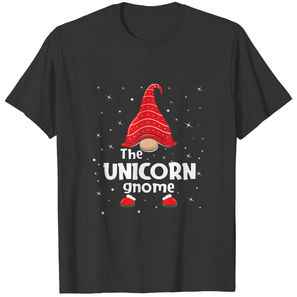 Unicorn Gnome Family Matching Christmas Funny Gift T-shirt