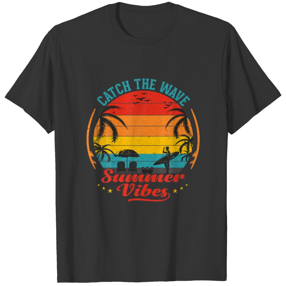 Vintage Catch-The Wave Summer Vibes, Retro Summer T-shirt