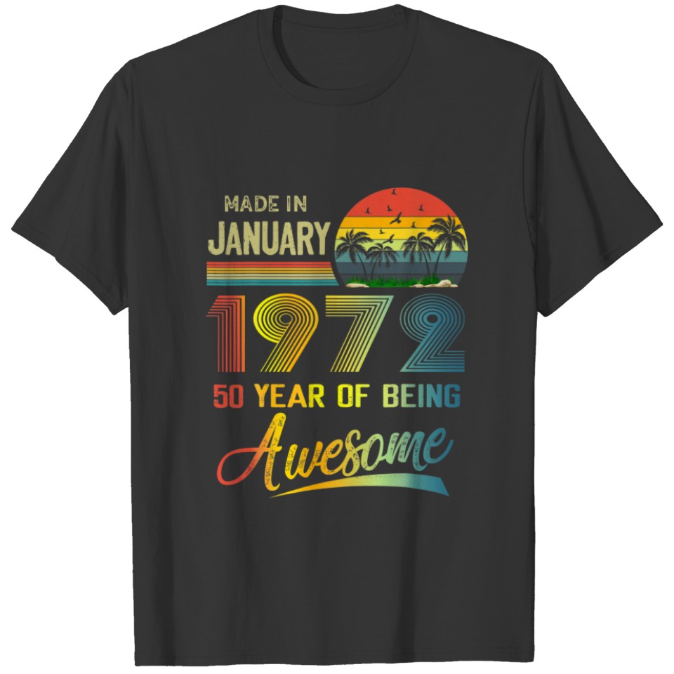 50Th Birthday Gift Vintage Retro January 1972 50 Y T-shirt