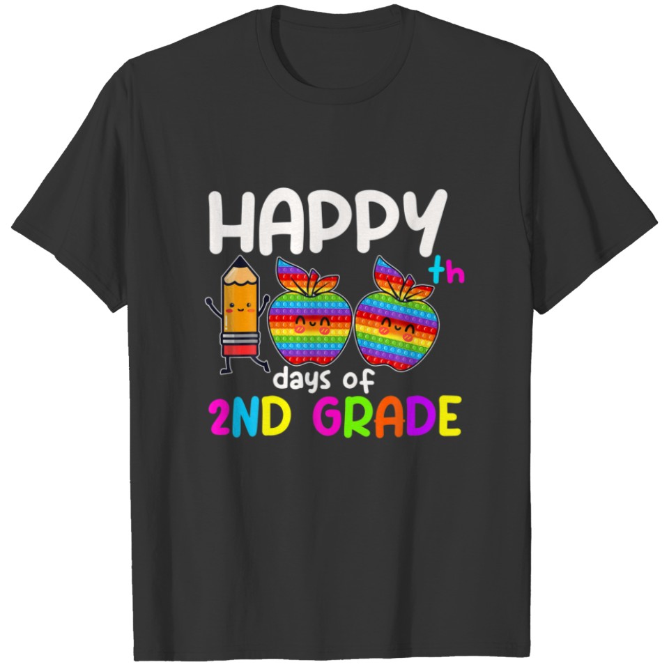 Happy 100Th Day Of 2Nd Grade Popit 100 Days Of Sch T-shirt