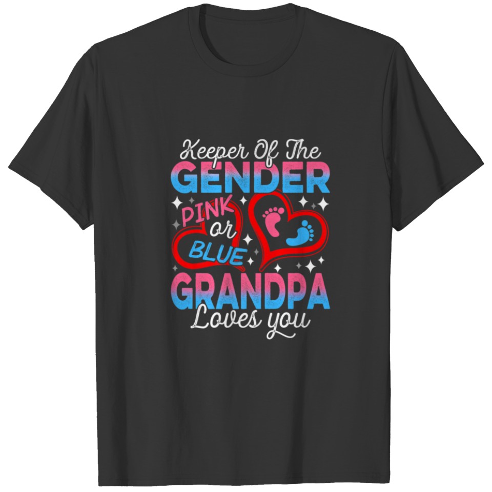 Funny Pink Or Blue Grandpa Loves You Gender Reveal T-shirt