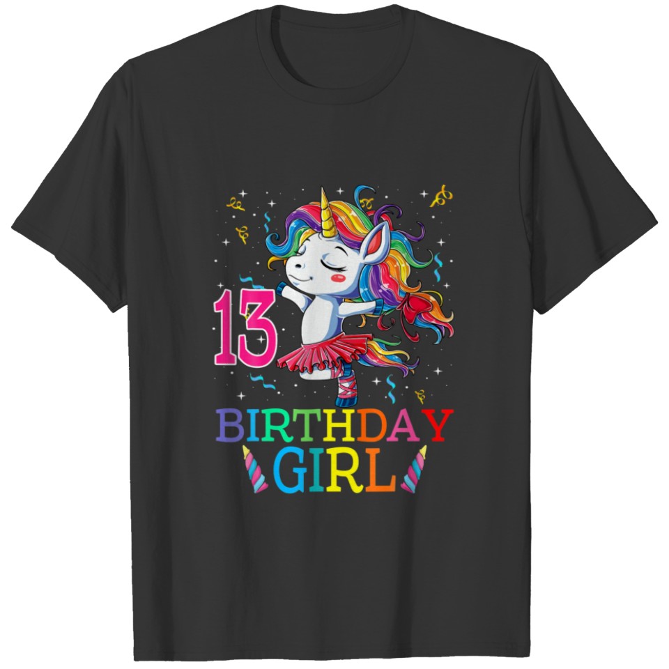 Dabbing Unicorn 13 Year Old 13Th Birthday Girl Uni T-shirt