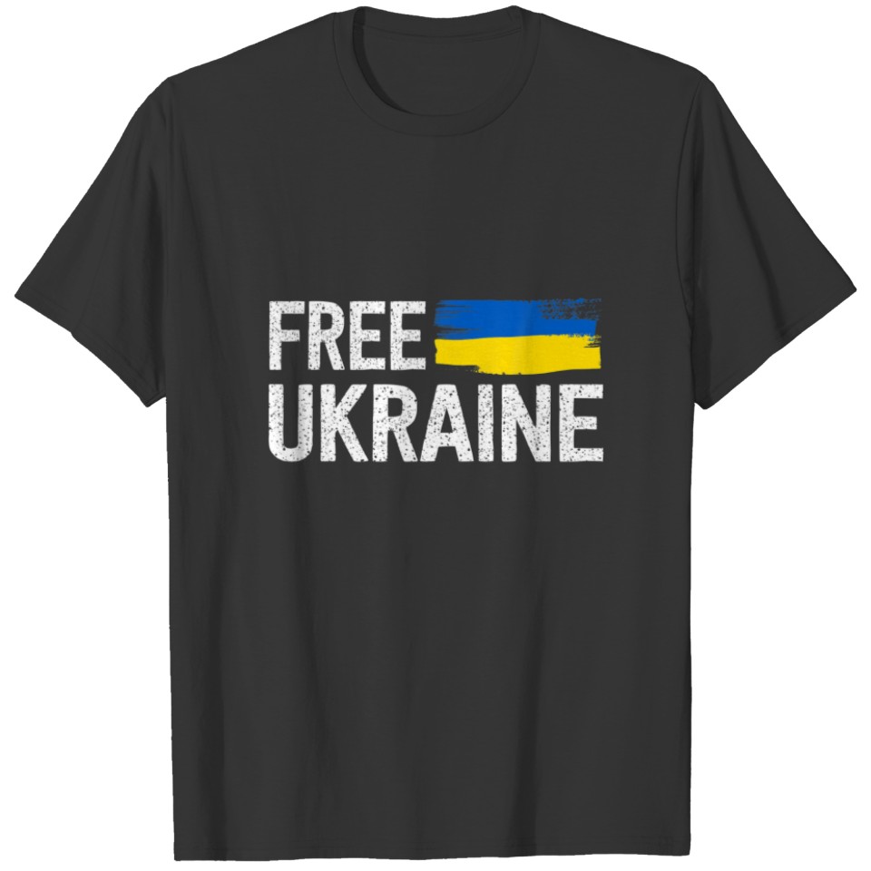 I Stand With Ukraine Free Ukrainian Flag Yellow Bl T-shirt