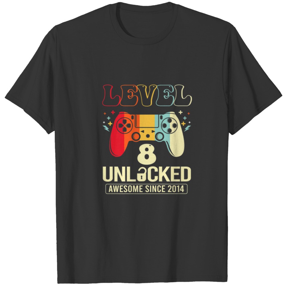 Level 8 Unlocked Awesome 2014 Video Game 8Th Birth T-shirt