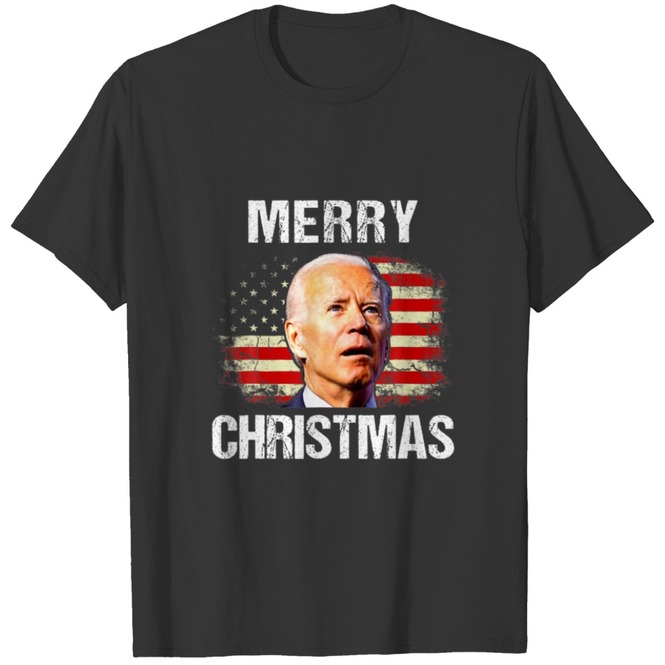 Funny Anti Joe Biden Confused Merry Christmas Amer T-shirt