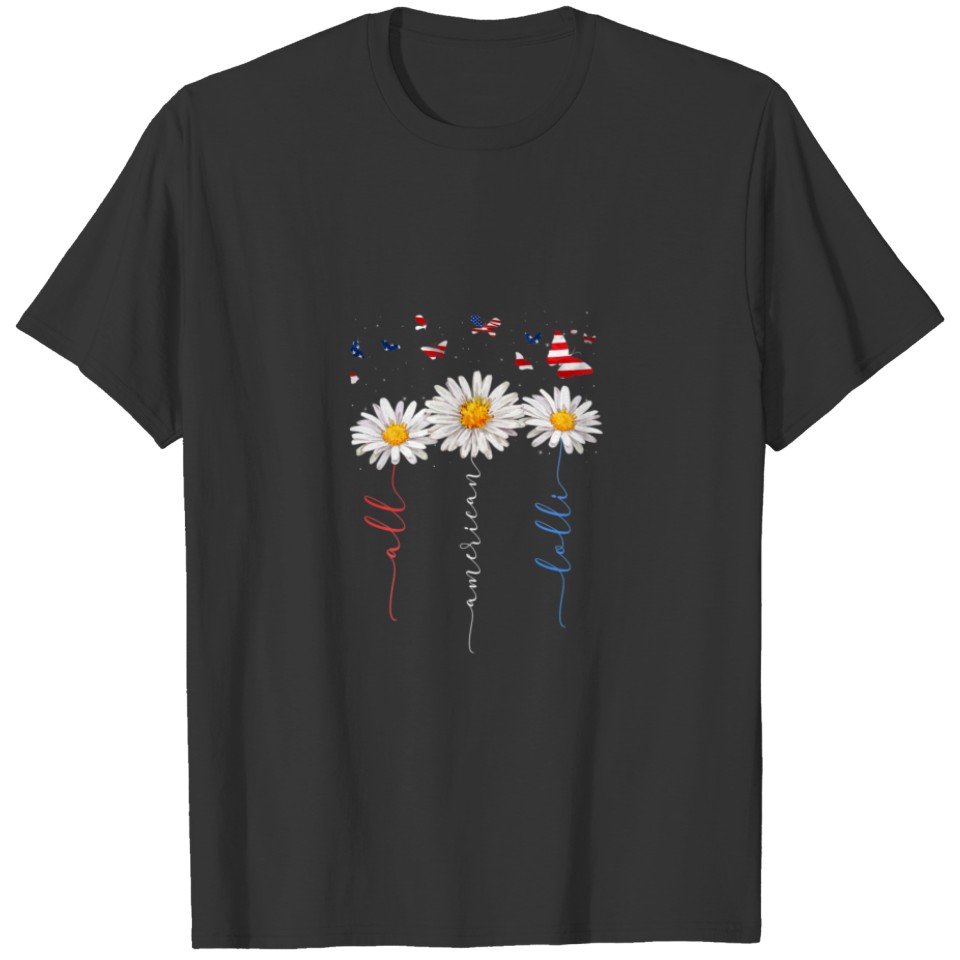 Womens All American Lolli 4Th Of July Flower Famil T-shirt