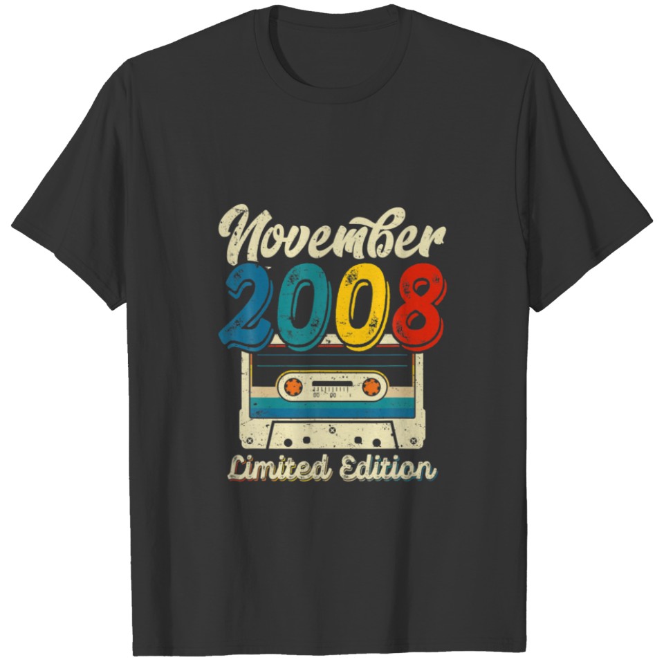 Retro November 2008 Cassette Tape 13Th Birthday De T-shirt