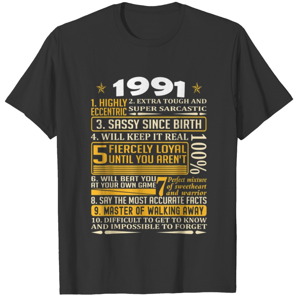 Born in 1991 facts, Born In 1991 Retro Vintage, Ha T-shirt