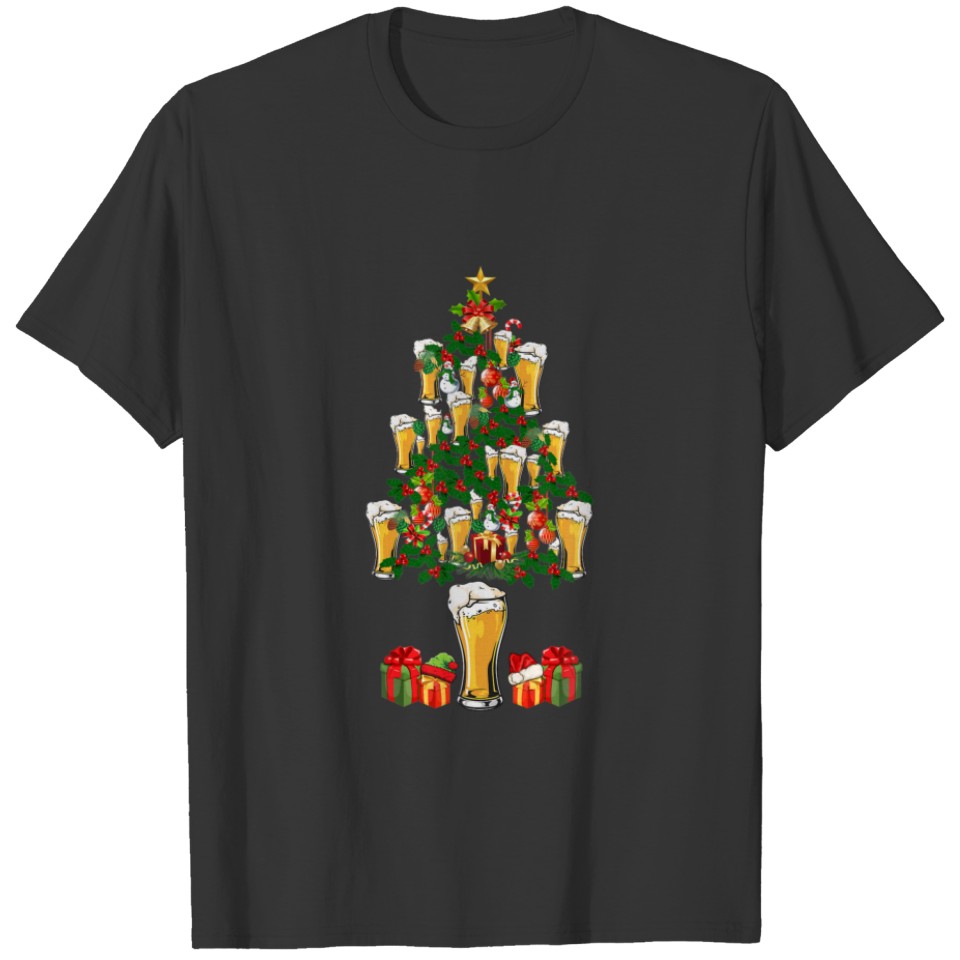 Merry Beermas Drinking Funny Christmas Beer Glasse T-shirt