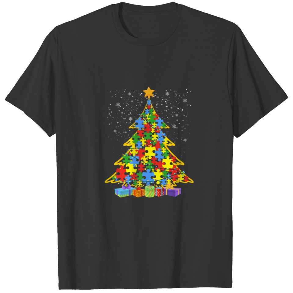 Autism Awareness Christmas Tree Pajama Matching Co T-shirt