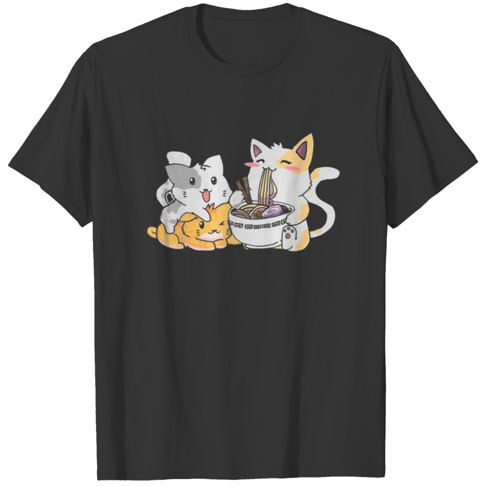 Kawaii Neko Ramen Anime Cat Noodles T-shirt