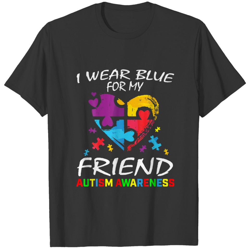 I Wear Blue For My Friend Autism Awareness Kids Bo T-shirt