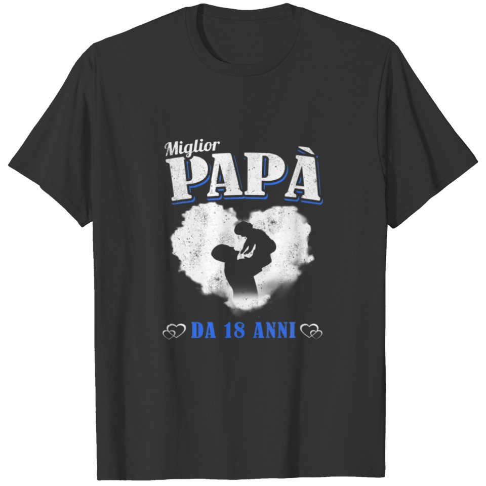 Mens Father Baby Best Papa Daddy For 18 Years Happ T-shirt